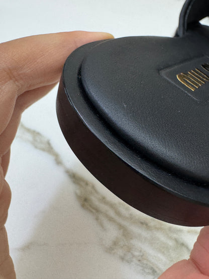 MIU MIU 草編拖鞋 黑色