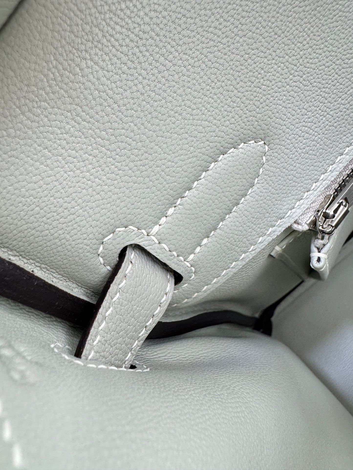 HERMES Birkin 30 SO 珍珠灰拼奶昔白山羊皮 拉絲銀扣 Chevre Mysore Gris Pearl x Craie