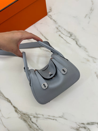 HERMES Mini Lindy II 木偶灰銀扣 TC Gris Platin PHW