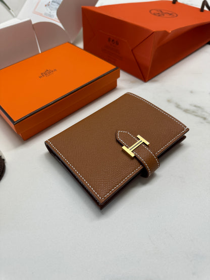 HERMES Bearn Compact Wallet 金棕色 金扣 Gold