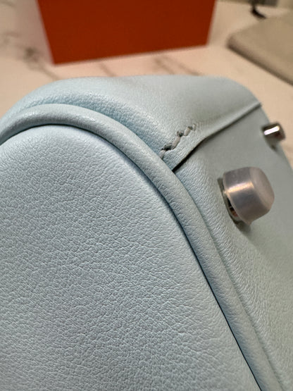 HERMES Mini Lindy 霧霾藍T0 銀扣 swift
