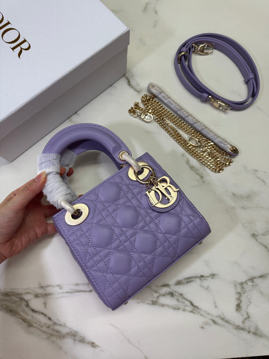 DIOR Mini Lady Dior 紫色羊皮