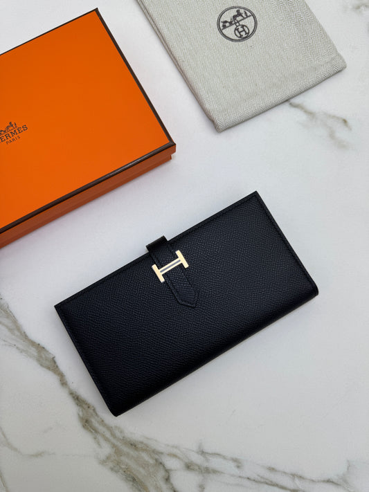 HERMES Bearn Wallet Black Epsom GHW