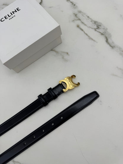 CELINE 凱旋門金扣 2.5cm皮帶 亮面牛皮