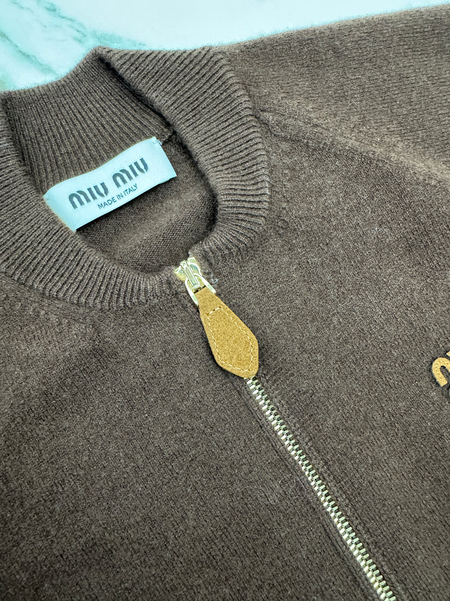 MIU MIU 深棕色針織短外套