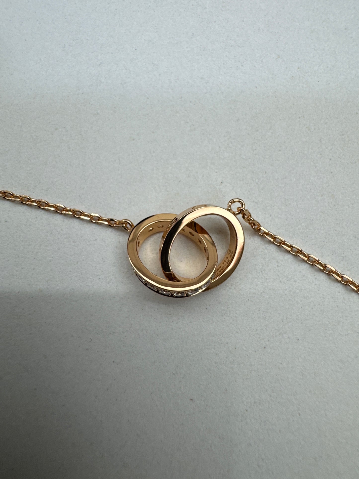 CARTIER Love 雙環項鏈 玫瑰金