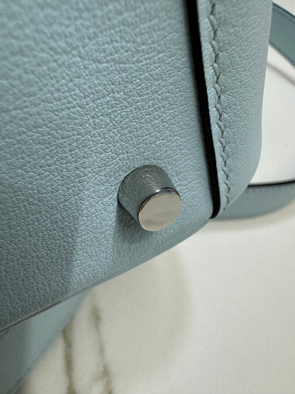 HERMES Mini Lindy 霧霾藍T0 銀扣 swift
