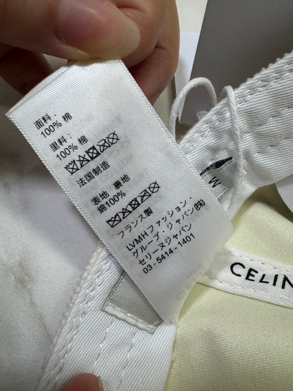 CELINE 凱旋門鴨舌帽 燈芯絨白色