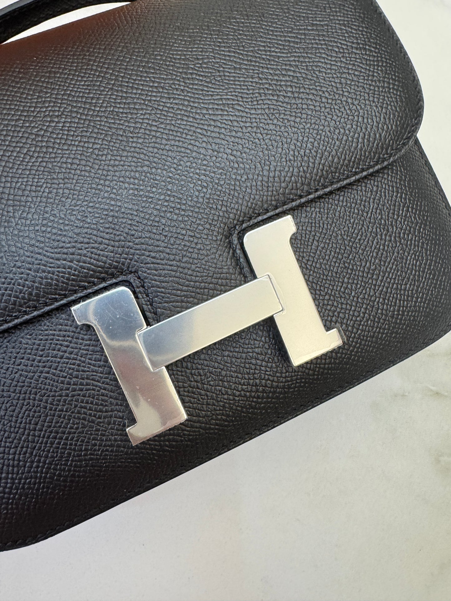 HERMES Mini Constance 新版 附鏡子 黑銀 Epsom PHW