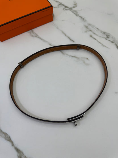 HERMES Kelly Belt 大象灰銀扣（手縫蠟線）