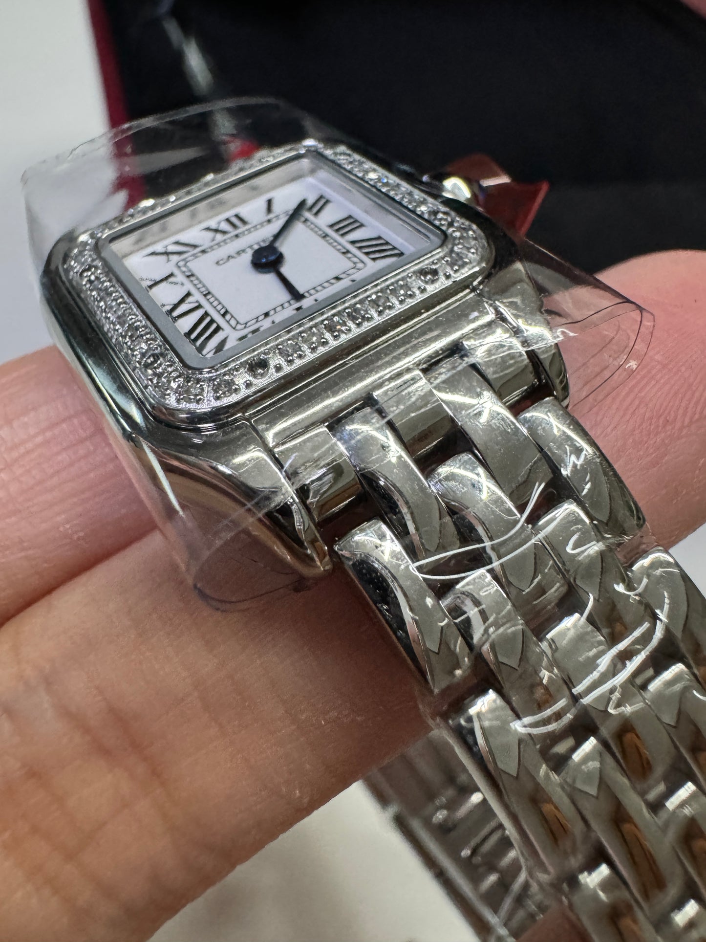 CARTIER 獵豹中號 天然真鑽 銀色