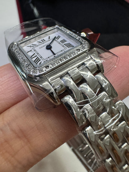 CARTIER 獵豹中號 天然真鑽 銀色