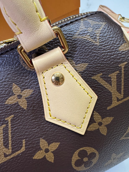 LV Speedy 20 粉橙色肩帶