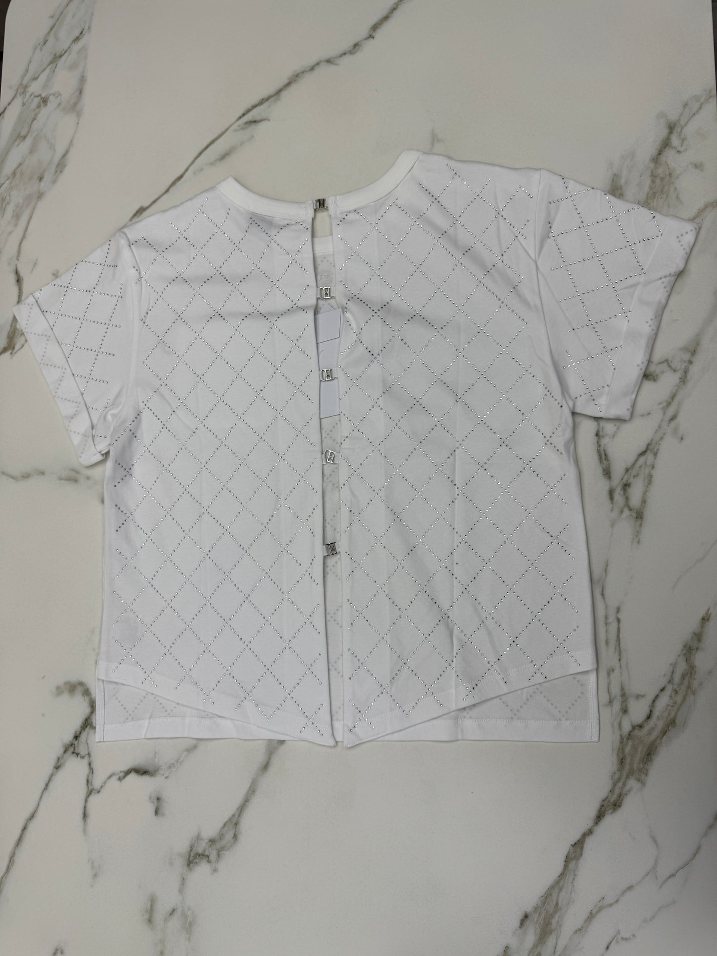 CHANEL 25S 燙鑽短袖Tee 白色