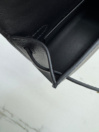 HERMES Mini Kelly II 黑金 Epsom Noir GHW
