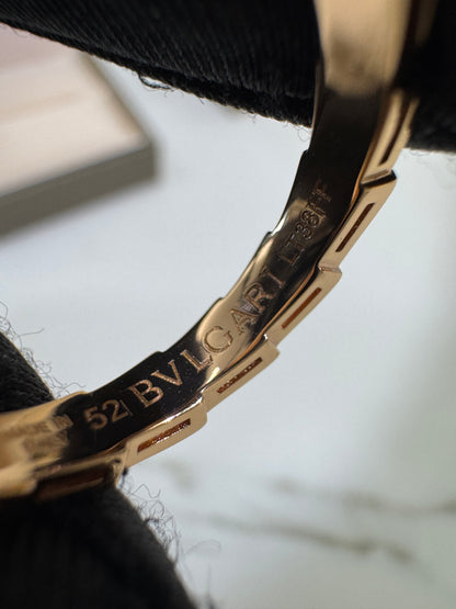 BVLGARI Serpenti 白貝母拼鑽 玫瑰金戒指