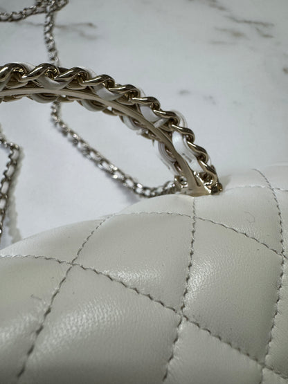 CHANEL 23A水鑽手柄 Mini CF Handle 白色