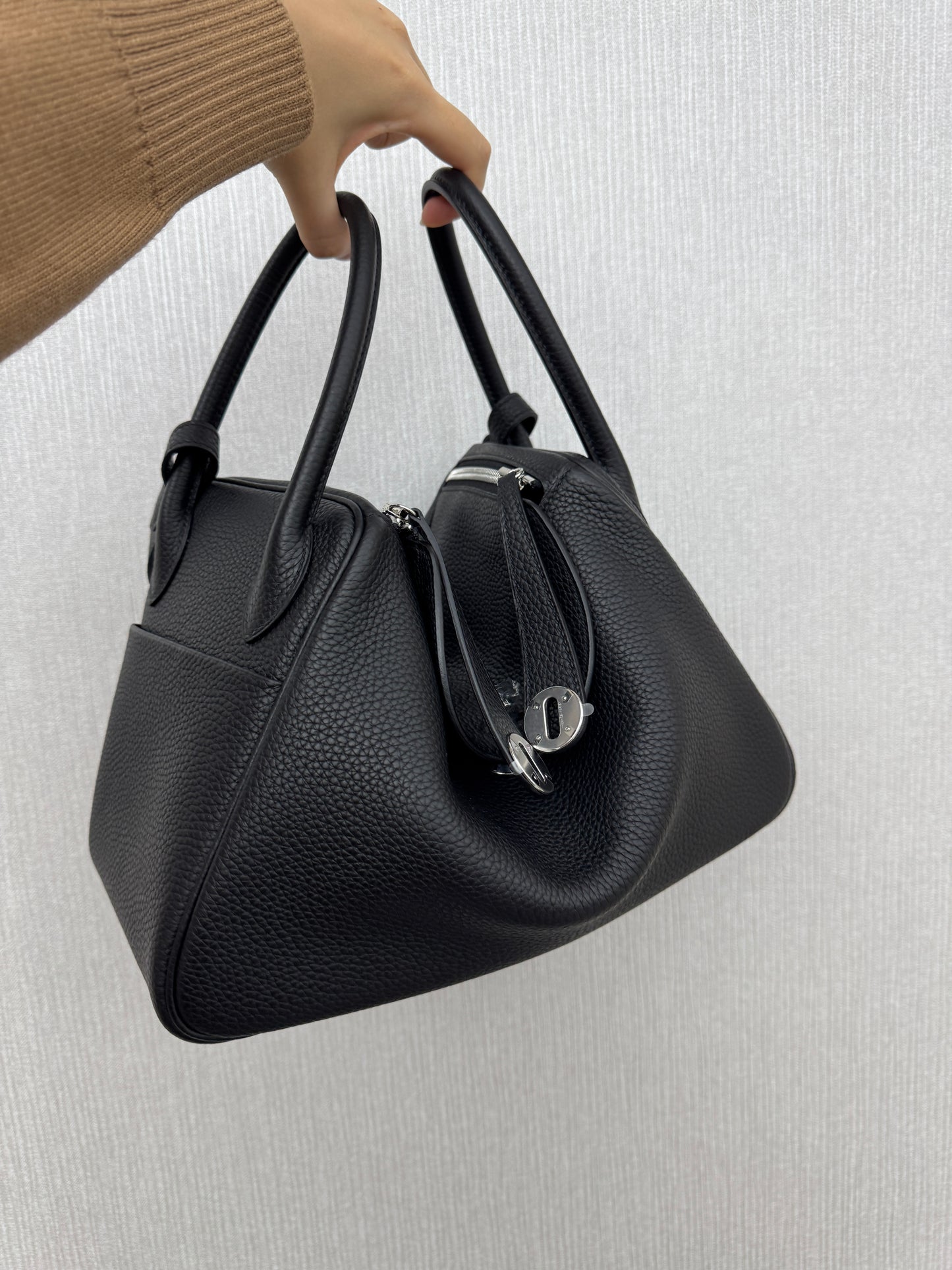 HERMES Lindy30 黑銀 TC Noir PHW