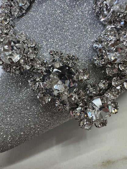 RV 銀色細閃 鑽扣高跟鞋 6cm