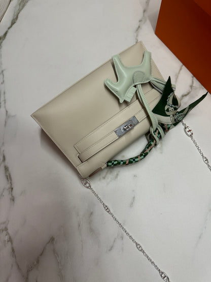 HERMES Mini Kelly I 奶昔白銀扣 Kelly 一代 Kelly Pochette