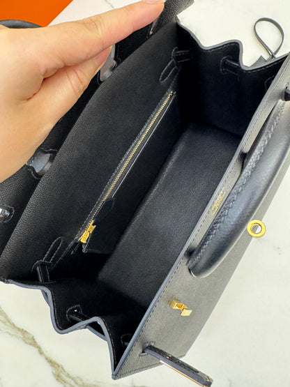 HERMES Birkin 25 黑色 Madame 拉絲金扣 89 Noir Sellier