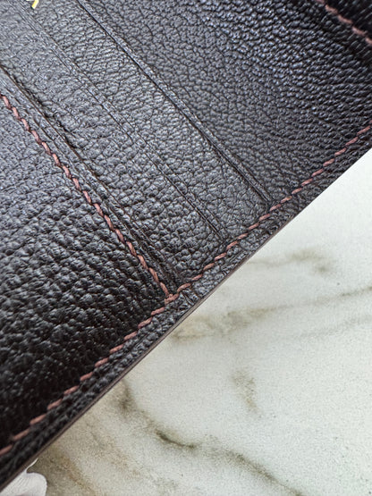 HERMES Bearn Wallet 亮面灣鱷 巧克力色 金扣 Porosus Crocodile Chocolate GHW