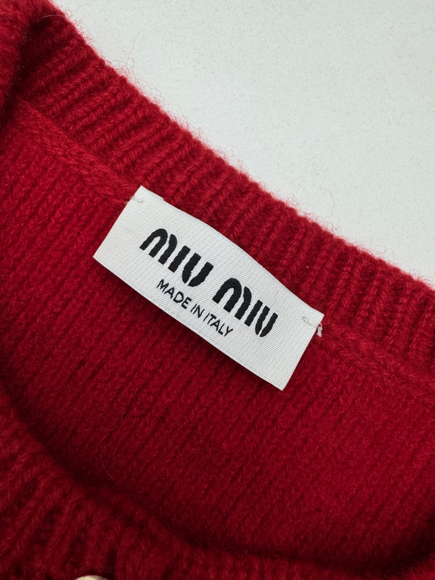 MIU MIU 紅色條紋針織開衫