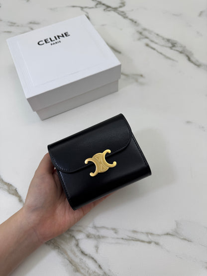 CELINE Wallet 凱旋門金扣Box皮
