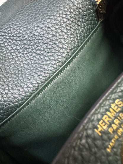 HERMES Mini Lindy II 深綠色 金扣 67 Vert Fonce TC GHW