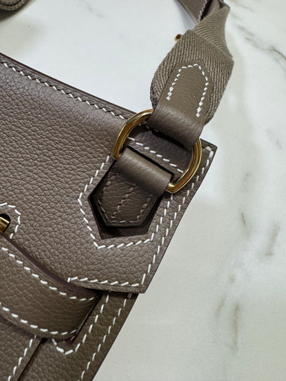 HERMES Jypsiere Mini 大象灰 金扣 evercolor 18 etoupe GHW