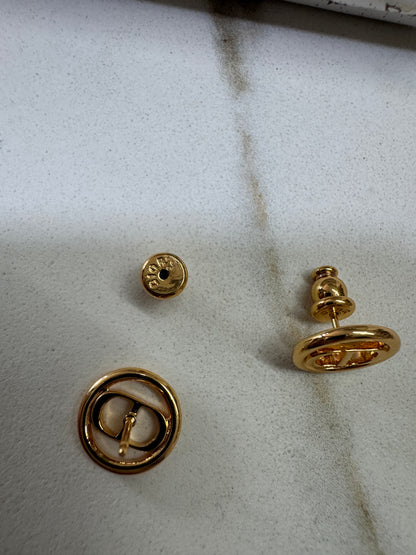 DIOR CD圓形鏤空耳環