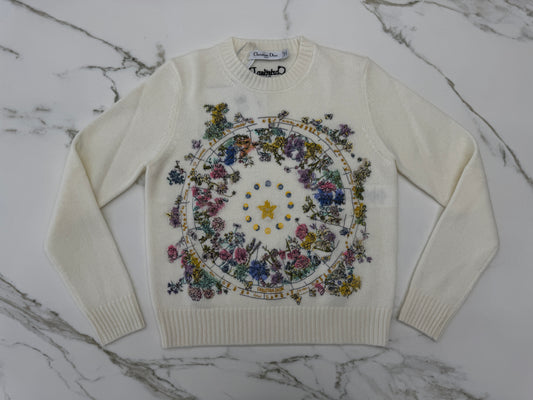 DIOR 星星花朵刺繡毛衣