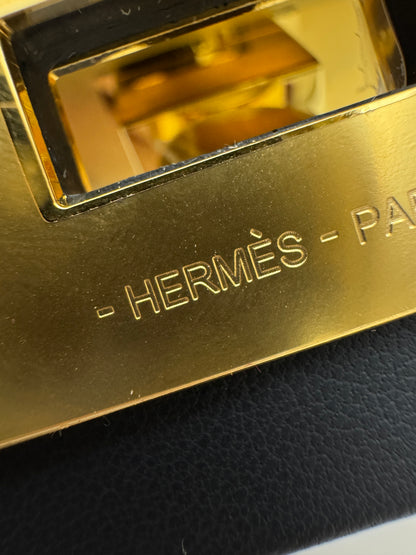 HERMES Mini 2424 午夜藍金扣 Evercolor 2Z Bleu Nuit GHW