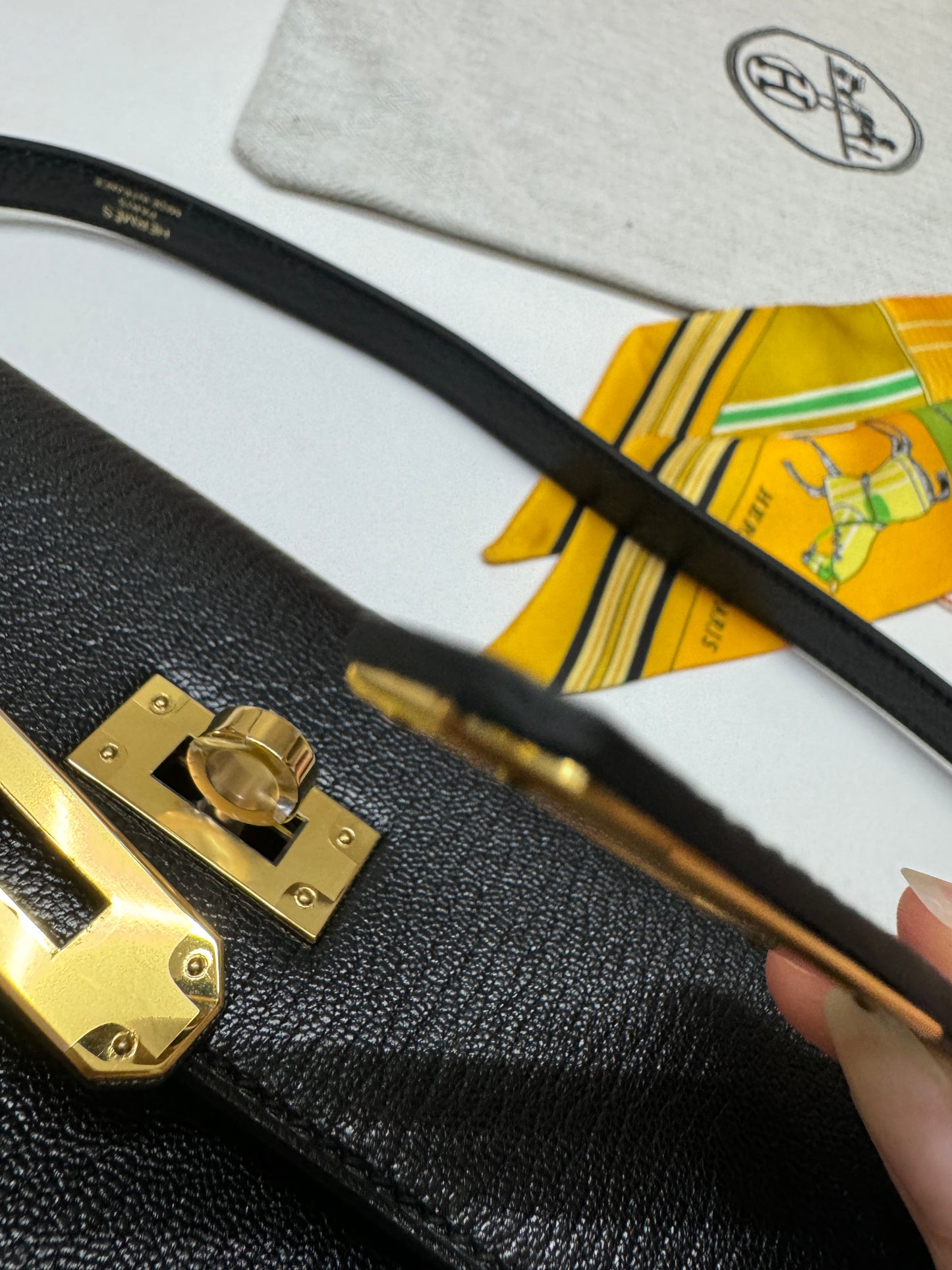 HERMES Kelly Elan 黑金 山羊皮 Mysore