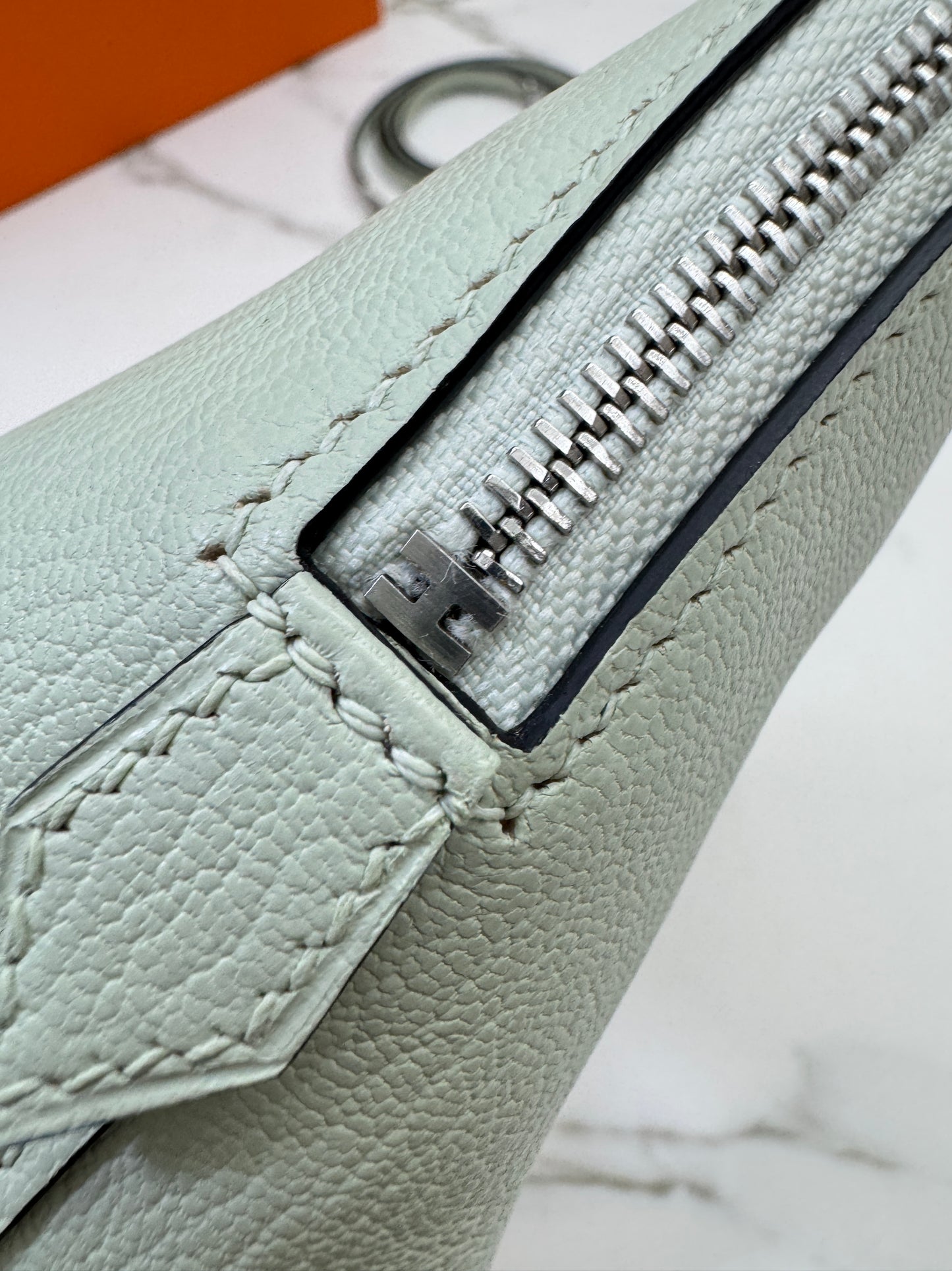 HERMES Mini Bolide 氣泡綠 山羊皮 銀扣 Mysore Vert Fizz PHW