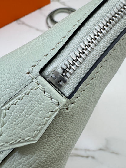 HERMES Mini Bolide 氣泡綠 山羊皮 銀扣 Mysore Vert Fizz PHW