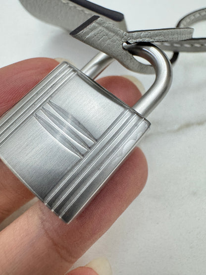 HERMES Birkin 30 SO 珍珠灰拼奶昔白山羊皮 拉絲銀扣 Chevre Mysore Gris Pearl x Craie