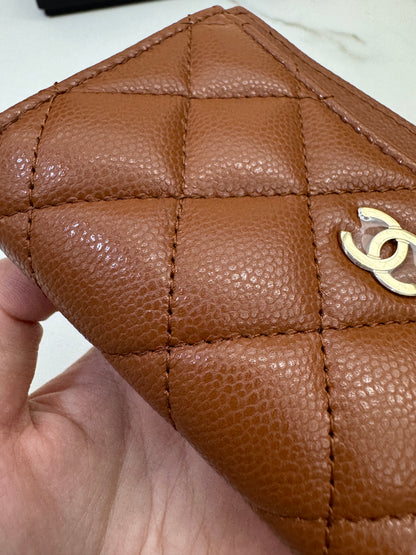 CHANEL L型拉鏈小錢包 焦糖棕