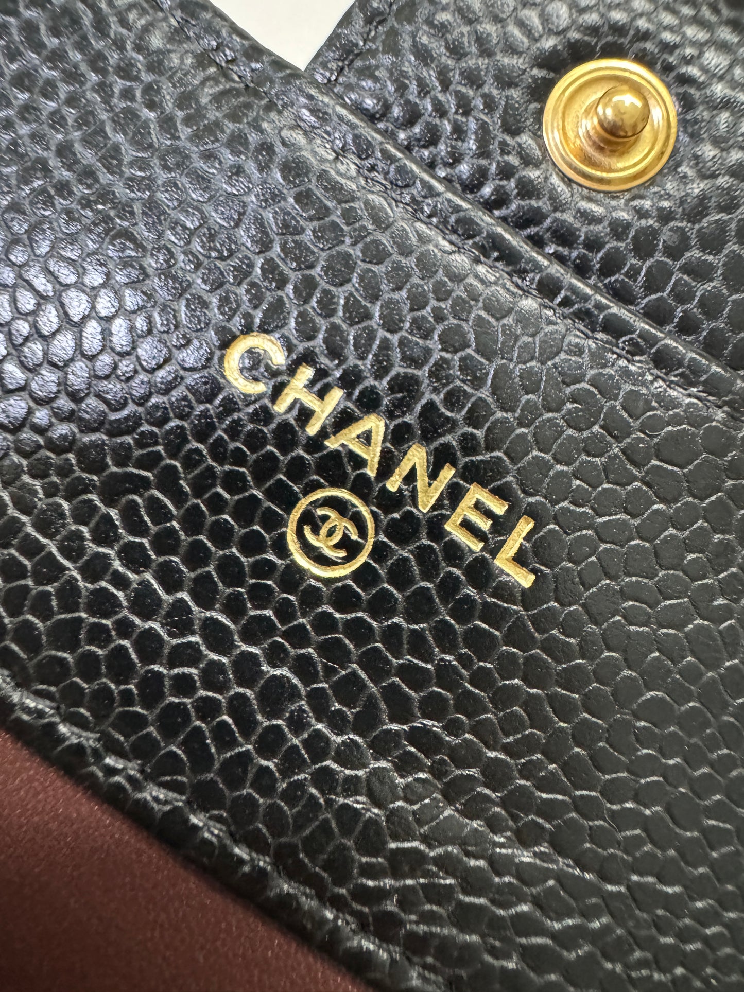 CHANEL CF三摺錢包 黑金牛