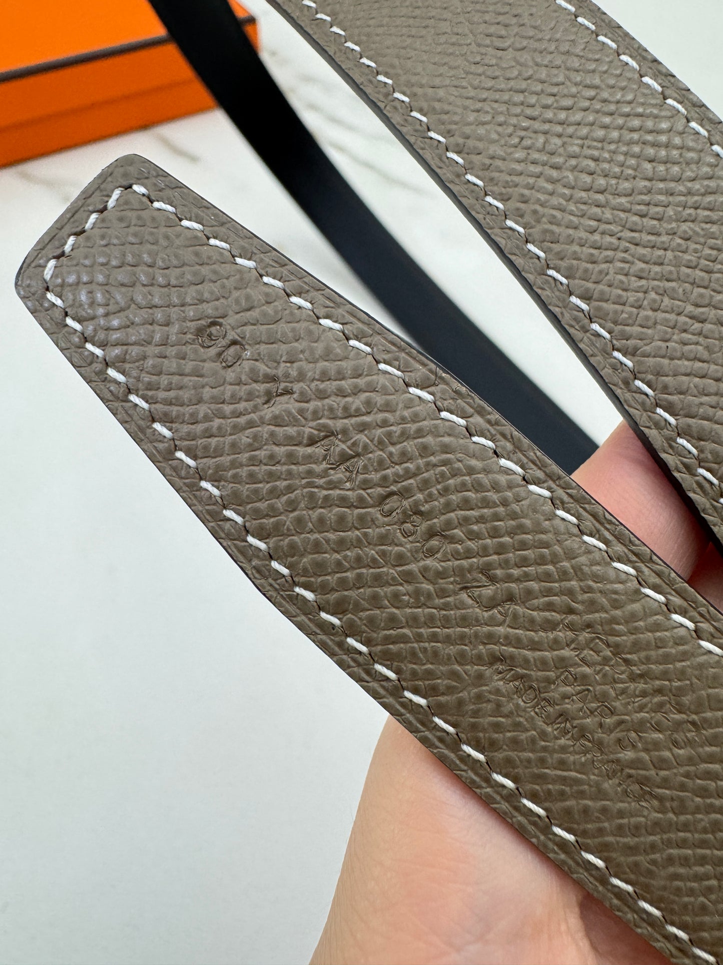 HERMES Cursives 皮帶 大象灰Epsom