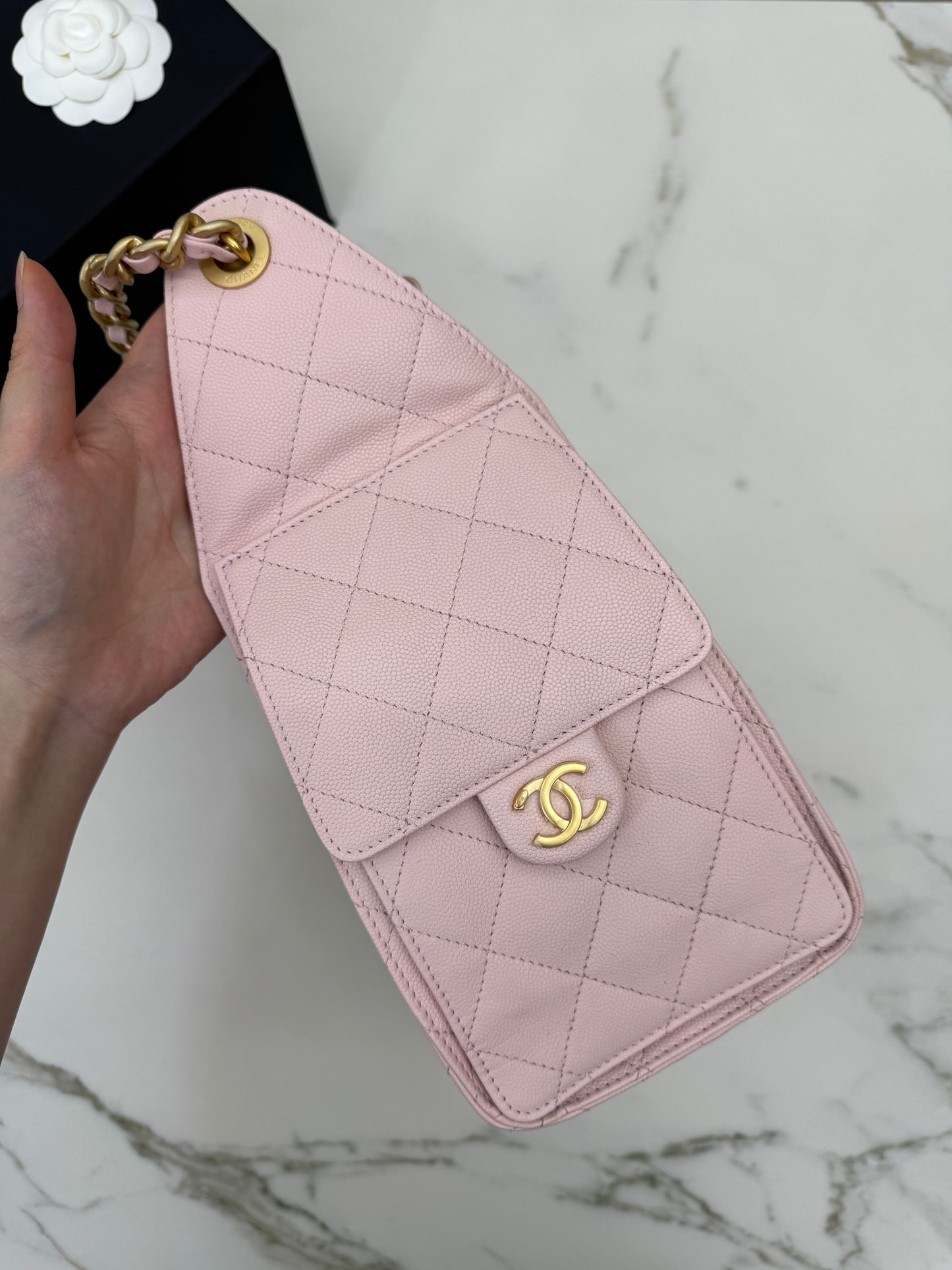 CHANEL 25Bag 粉紅色荔枝牛皮 Small