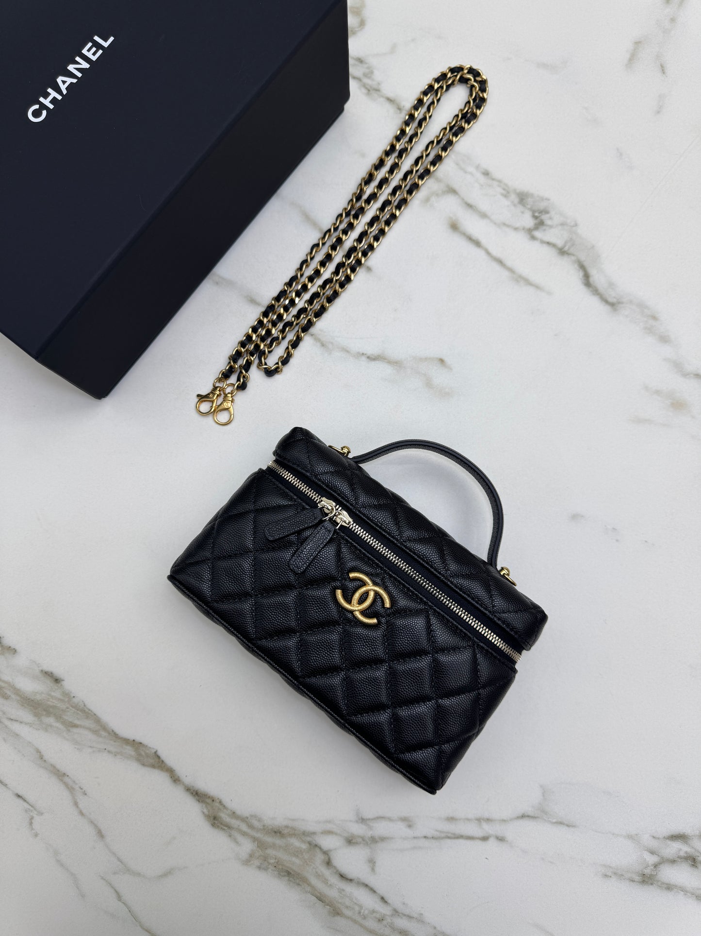 CHANEL 25P 拉絲金扣 LP盒子包