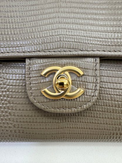 CHANEL 26A 蜥蜴壓紋 灰色Clutch