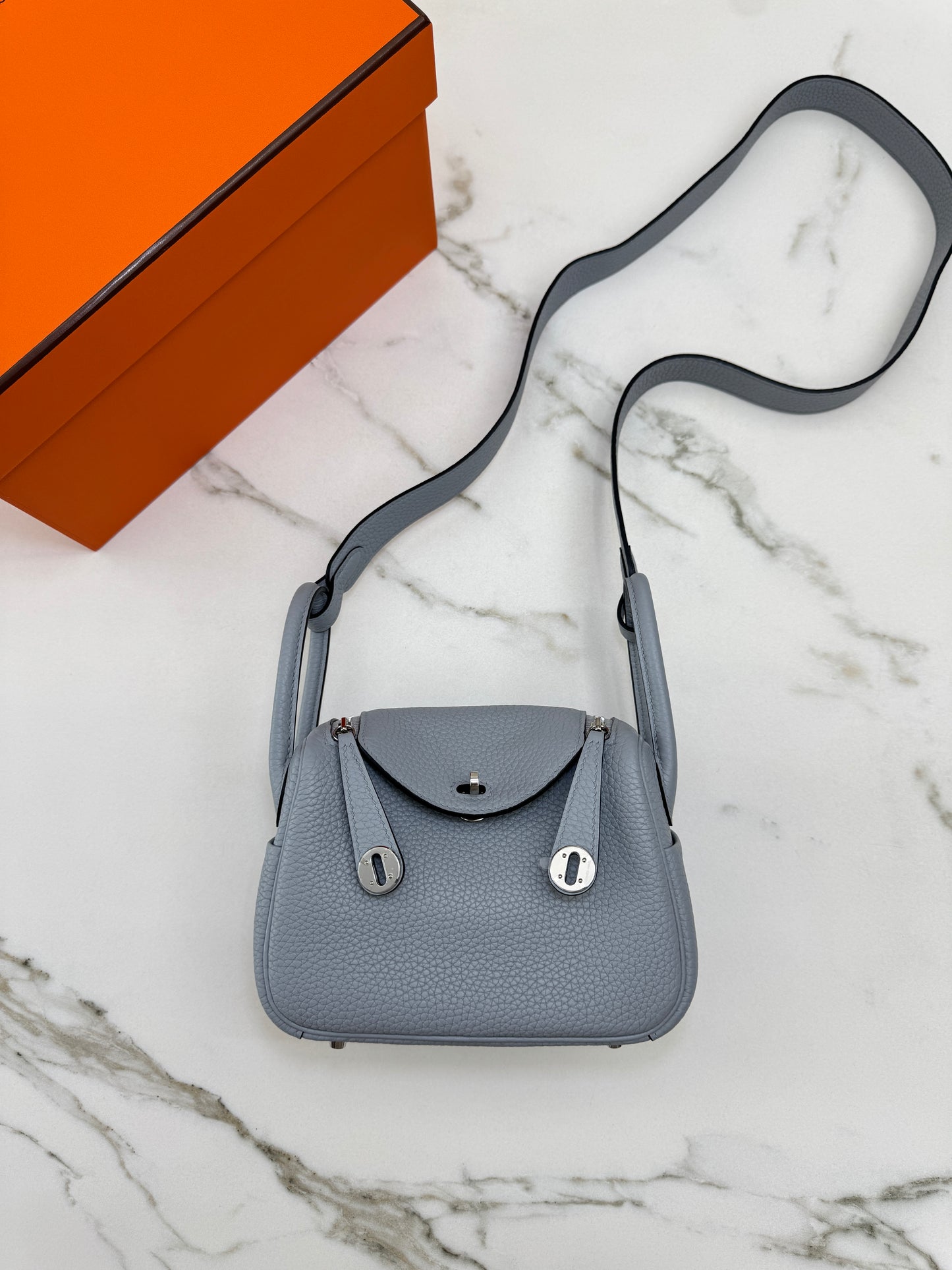 HERMES Mini Lindy II 木偶灰銀扣 TC Gris Platin PHW