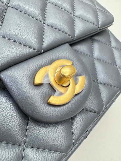 CHANEL 金球 Mini CF20 石墨灰 深灰羊皮