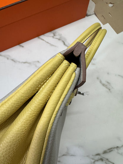 HERMES Birkin25 SO 珍珠灰拼小雞黃 Togo PHW