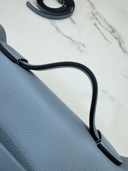 HERMES Mini 2424 亞麻藍銀扣 Evercolor Blue Lin PHW