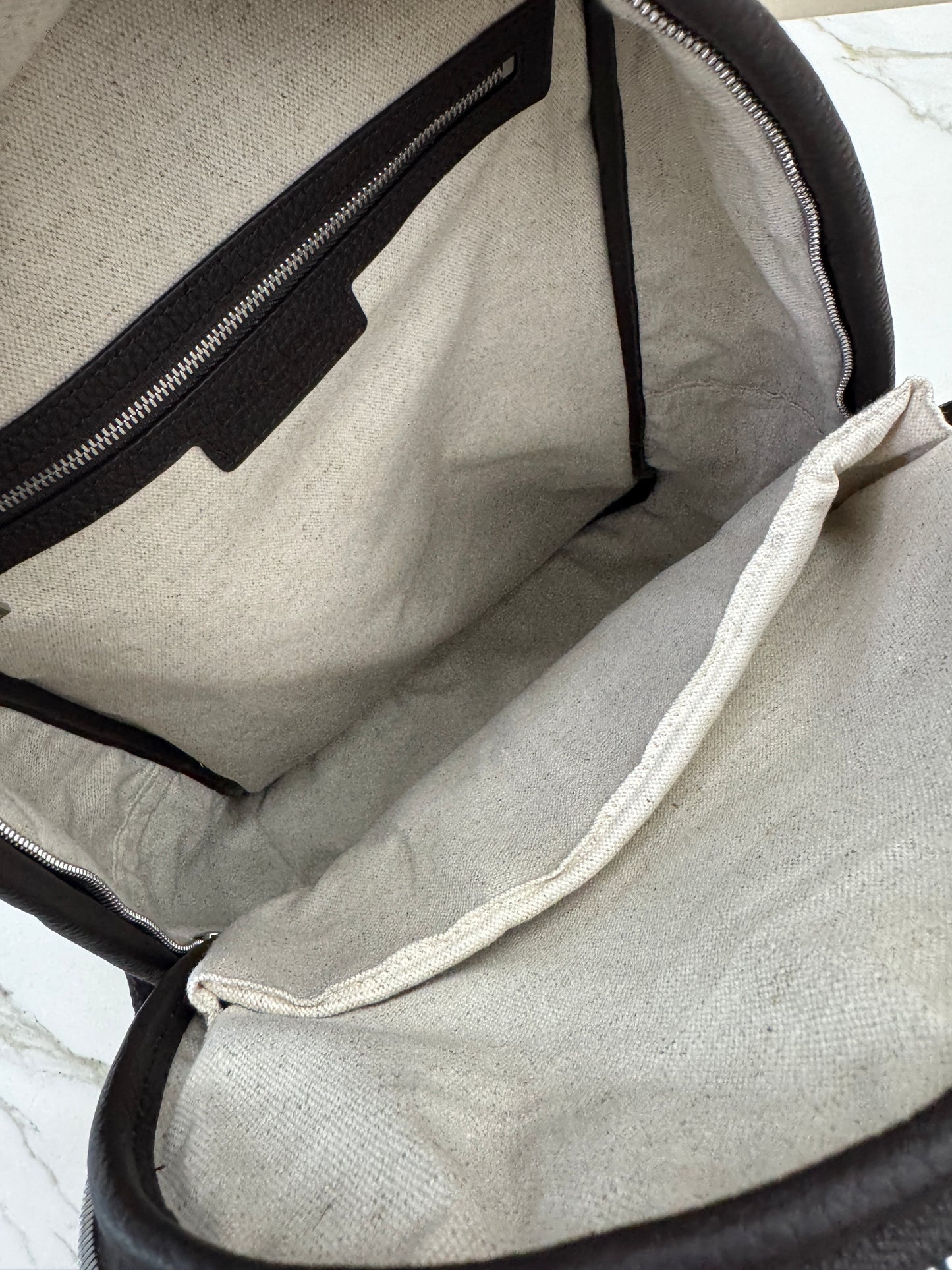 BV Intrecciato Backpack Grained Calfskin Fondant