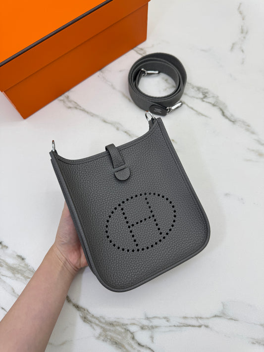 HERMES Mini Evelyne 積雨雲灰銀扣 Gris Meyer PHW