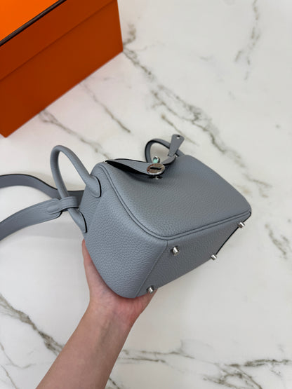 HERMES Mini Lindy II 木偶灰銀扣 TC Gris Platin PHW